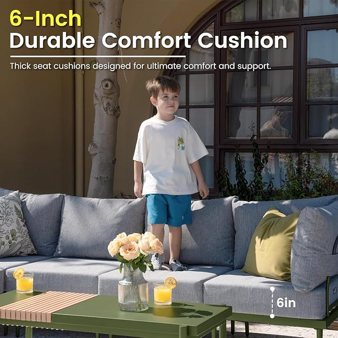 Sundale Outdoor 5 Pieces Patio Furniture Set, Metal Sectional Sofa Patio - Image 4