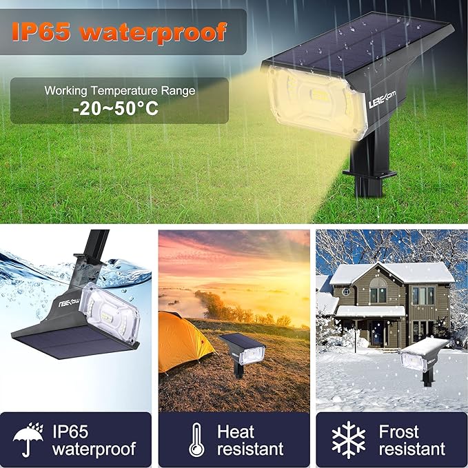 40 LEDs Spotlights, IP65 Waterproof Solar Powered Landscape Spotlights 2-in-1 - Image 2