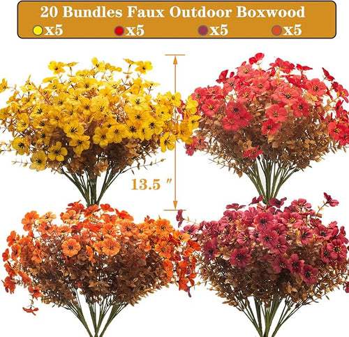 20 Bundles UV Resistant Artificial Fall Flowers - Image 2