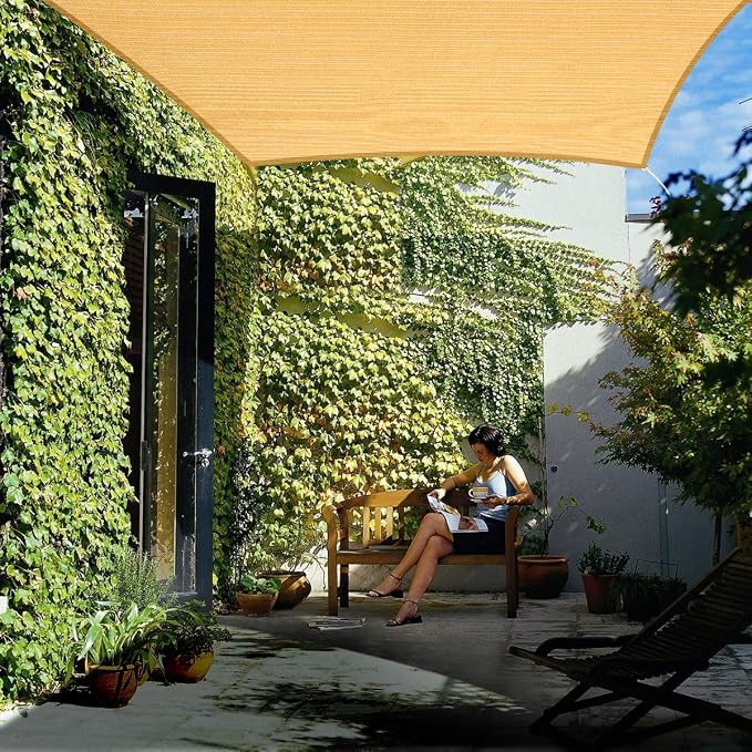 Eden's Decor Straight Flat-Edged Sun Shade Sail Rectangular 5' x 12' Wheat - Image 7