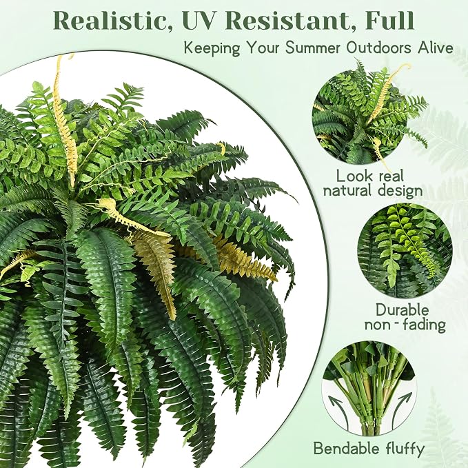 MARTINE MALL 2Pcs 48'' Fake Ferns Artificial Ferns - Image 4