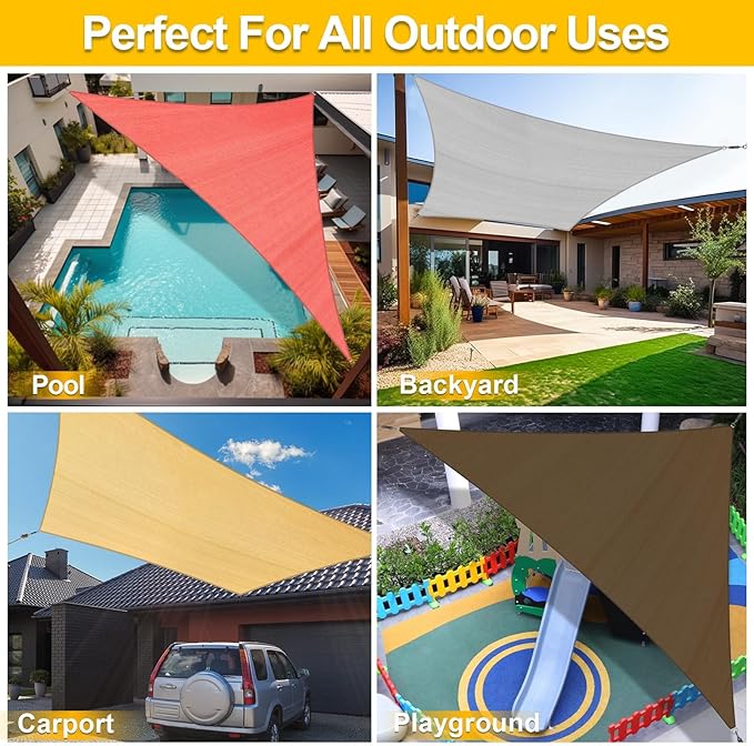 KANAGAWA Sun Shade Sail Curved 10'X13' Beige Rectangle Outdoor Shade Cover UV - Image 4