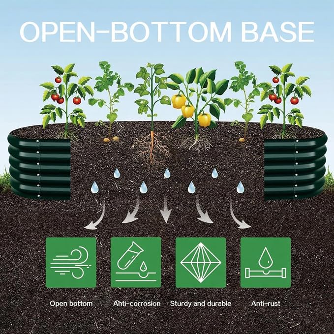 Gardmax Galvanized Raised Garden Bed, Lightweight Planter Boxes Outdoor - Image 2