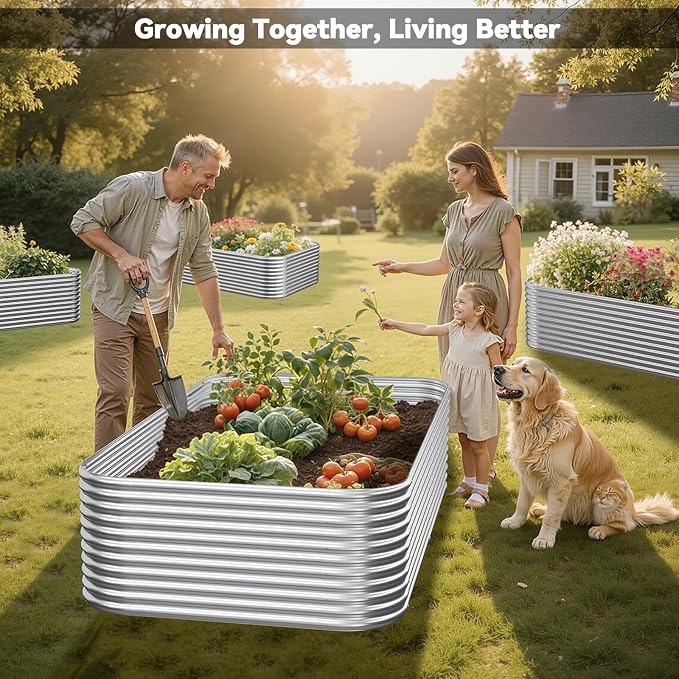 2 Pack Tall 8x3FT Corrugated Galvanized Steel Raised Garden Bed Outdoor - Image 8