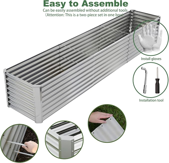 12x2x2ft Raised Garden Beds Outdoor Kit, Galvanized Planter Garden Boxes Outdoor - Image 3