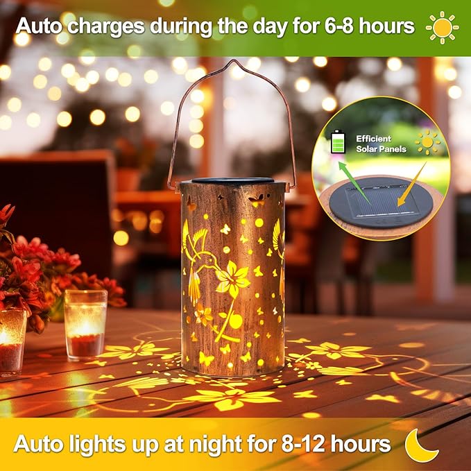 4 Pack Solar Lanterns Outdoor Waterproof Hummingbirds Birthday Gifts - Image 3