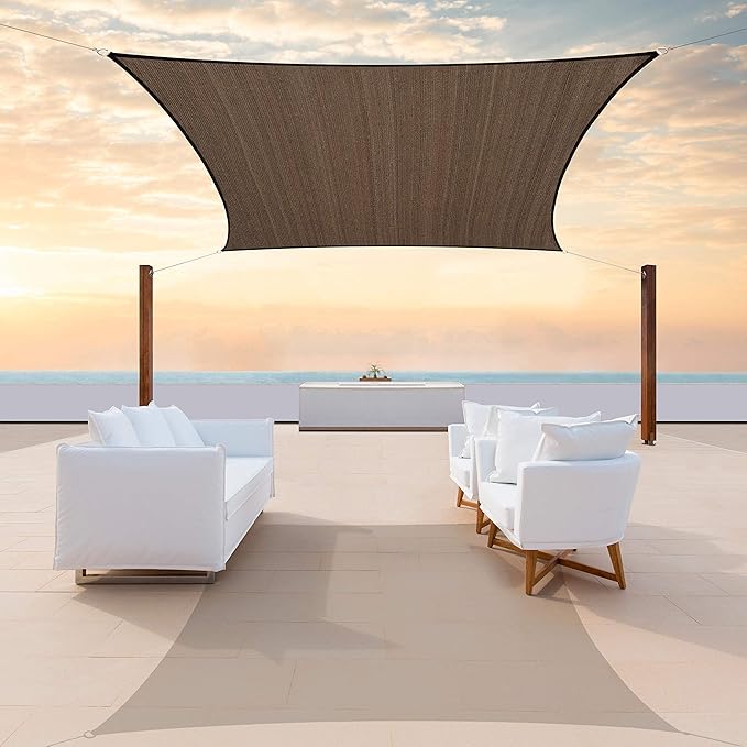ColourTree TAPR1616 Custom Size 16' x 17' Brown Sun Shade Sail Canopy UV Block by ColourTree