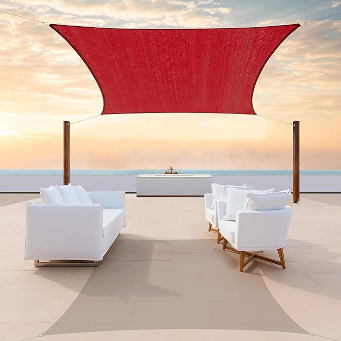 ColourTree 10' x 20' Red Rectangle CTAPS16 Sun Shade Sail Canopy Mesh Fabric UV by ColourTree