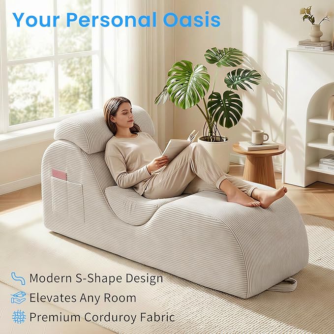 ijuicy 25" Wide Corduroy Yoga Chair, Yoga Lounge Chair - Image 3
