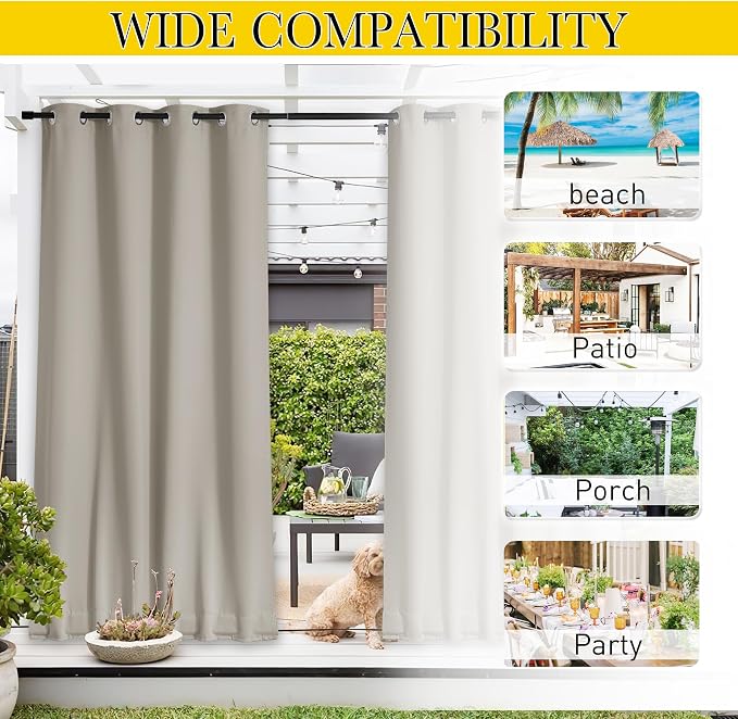 NICETOWN 2 Panels Weighted Outdoor Curtains - Image 8