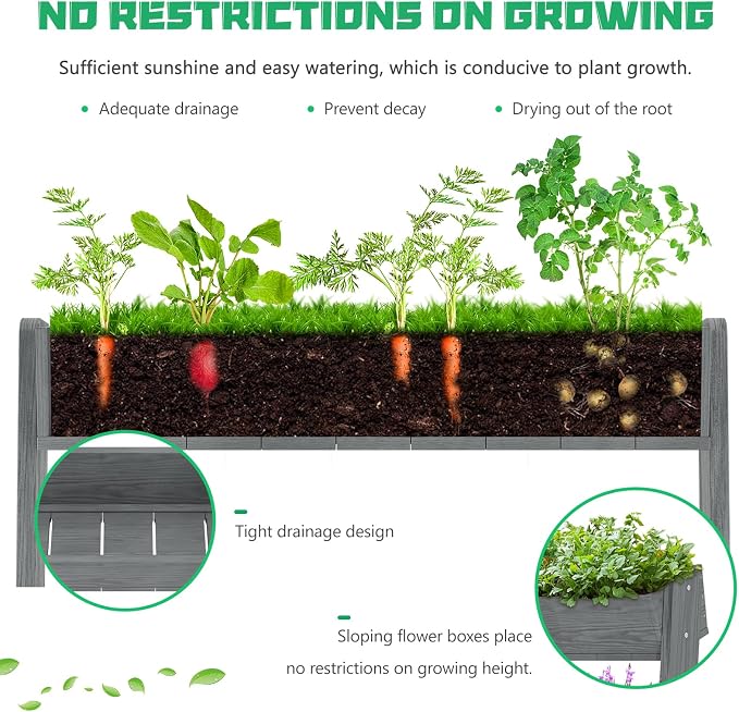 DoCred Vertical Wooden Raised Garden Bed, 4 Tier Garden Planters Freestanding - Image 7