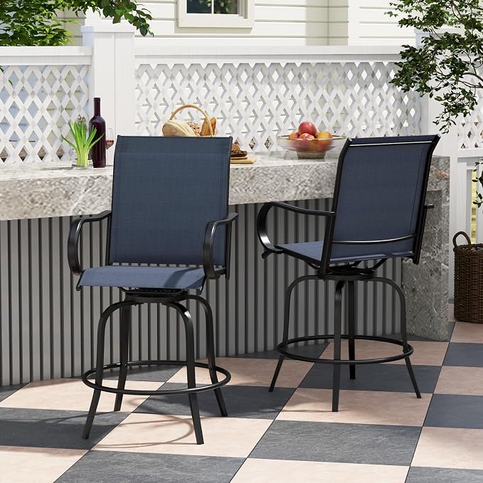 Giantex Set of 4 Swivel Outdoor Bar Stools, All-Weather Bar Height Patio Chairs - Image 2