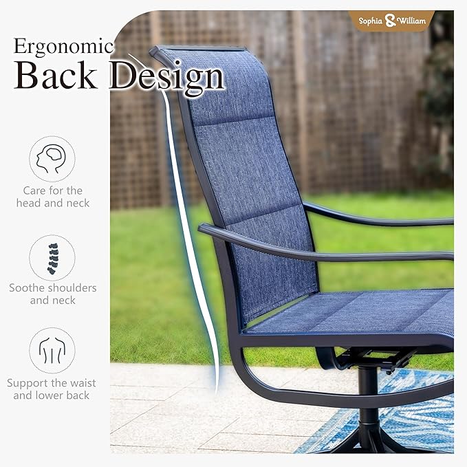 Sophia & William 7 Pieces Outdoor Patio Dining Set, 6 x Swivel Patio Dining - Image 4