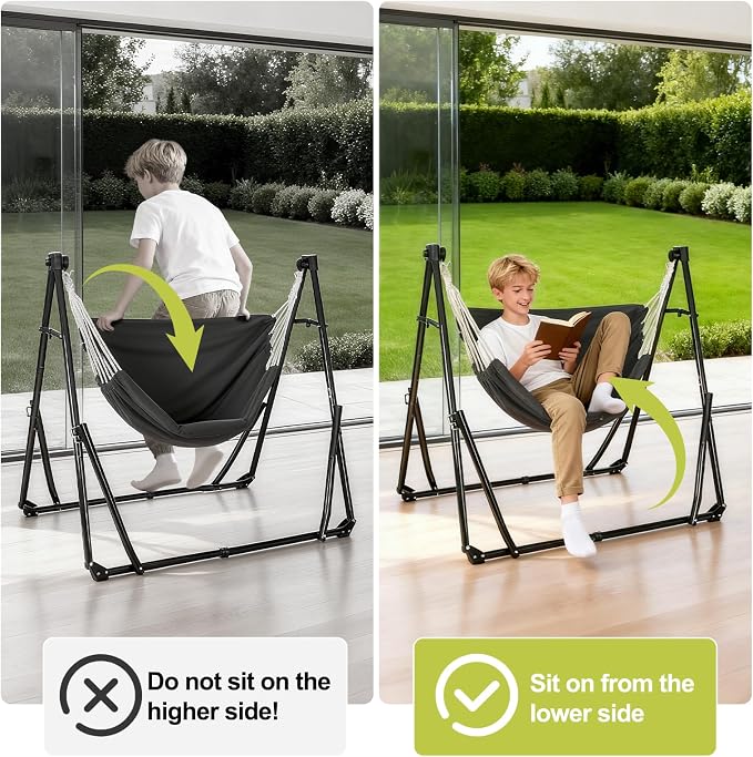 2-in-1 Hammock & Swing Chair for Teens – Adjustable Folding Chair - Image 6
