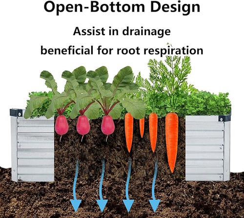 2 Pack 12x2x1FT Galvanized Raised Garden Bed Kit, Outdoor Metal Planter Box - Image 2