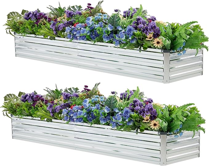 2 Pack 6x1.5x1FT Galvanized Raised Garden Beds Kit Outdoor Metal Gardening by Meberam