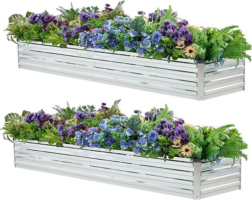 2 Pack 6x1.5x1FT Galvanized Raised Garden Bed Kit, Outdoor Metal Planter Box by Meberam