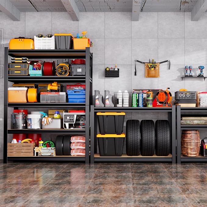 Set of 2 Garage Shelving, 3 Tier Garage Storage Shelves, Adjustable Heavy Duty - Image 2