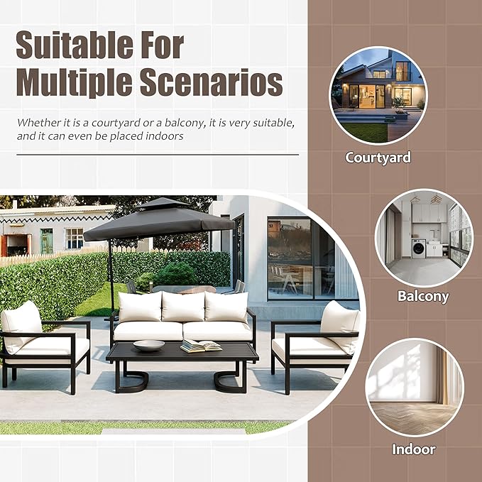 Merax 4 Piece Sectional Furniture Patio Sofa Multi-Person Outdoor Steel Sofa Set - Image 6