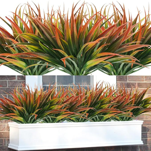 16Pcs Artificial Grass Fake Plants 17.3in Outdoor Plastic Plants UV Resistant by Phliofd