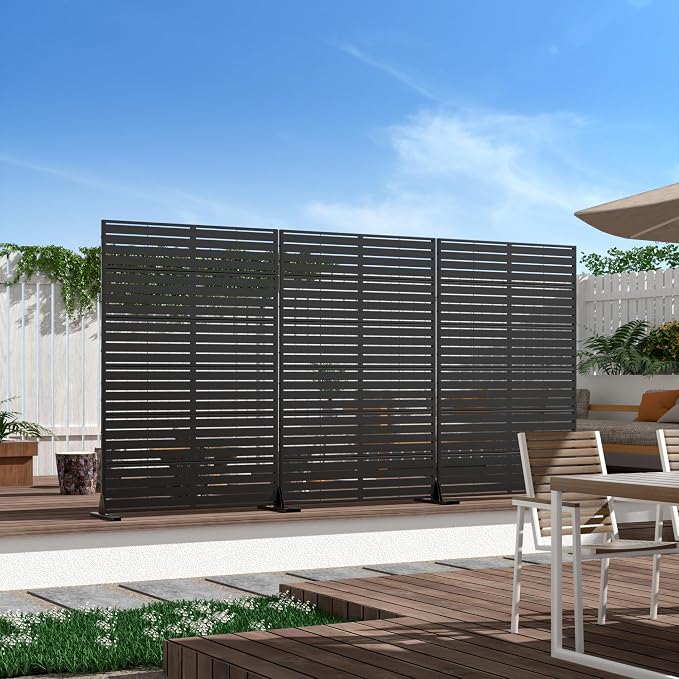 Casaphoria Metal Privacy Screen Outdoor, Louvered Black - Image 2