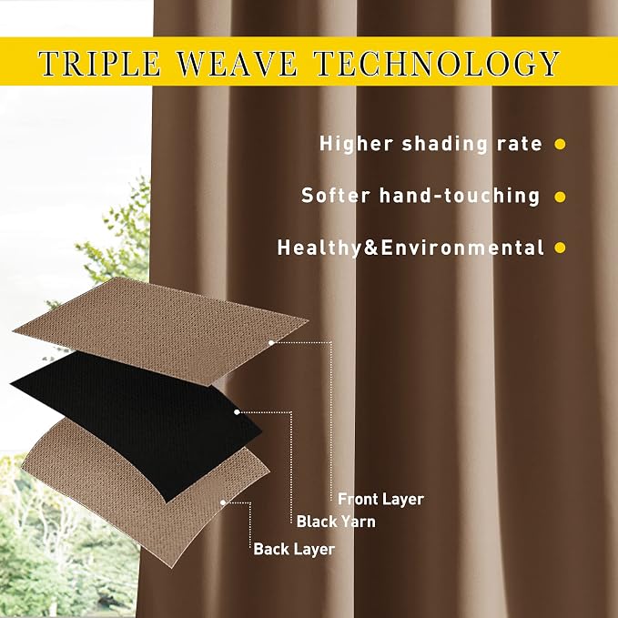 NICETOWN 2 Panels Waterproof Outdoor Curtains Fixed Grommet & Back Tab on Top & - Image 6