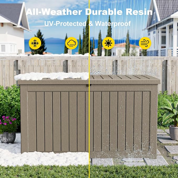 280 Gallon Outdoor Deck Box, Lockable Waterproof Outdoor Storage Boxes - Image 6