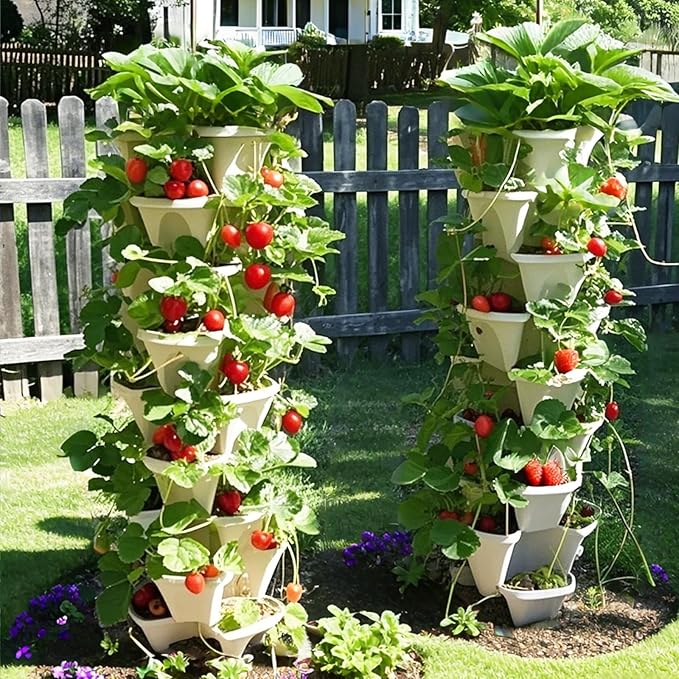 Strawberry Planters, 7 Tiered Vertical Stackable Planter, Herb Stacking Tower - Image 7