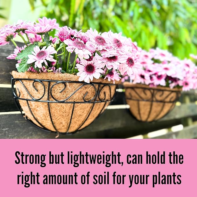 LaLaGreen Wall Hanging Planters, 4 Pack, 12 Inch Balcony Flower Baskets - Image 7