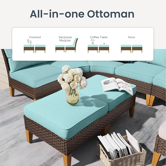 PHI VILLA 6-Piece Wicker Patio Furniture Set - Image 9