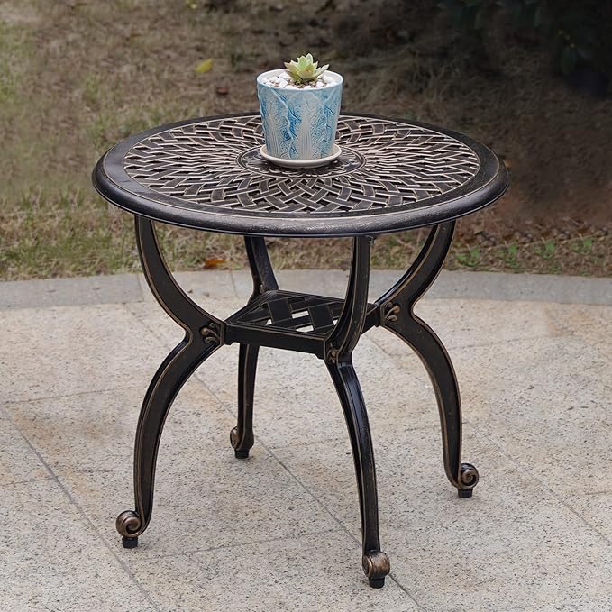 C/G Outdoor Side Tables, Cast Aluminum Patio End Tables, Anti-Rust Coffee Table - Image 6