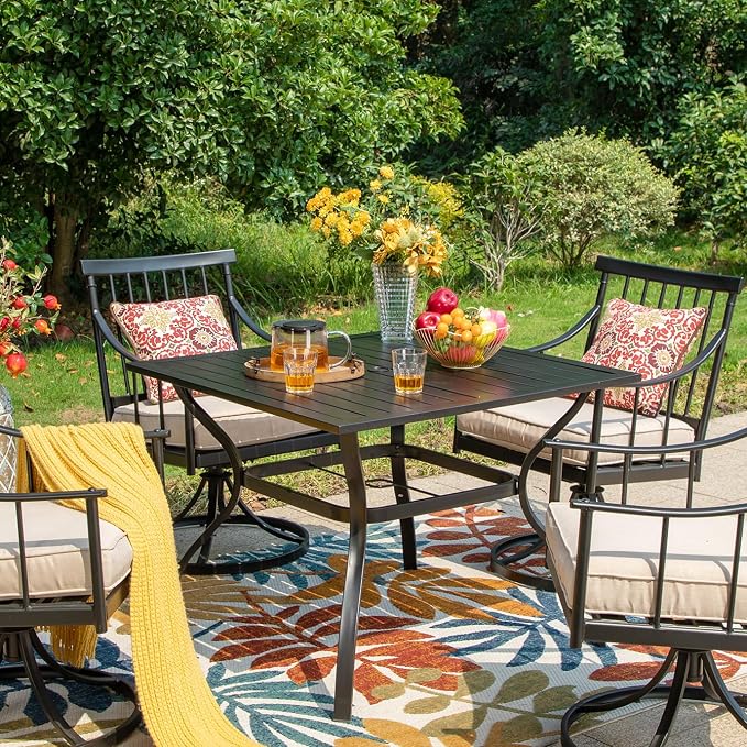 PHI VILLA 37" Patio Table for 4, Metal Outdoor Dining Table - Image 7