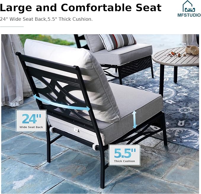 MFSTUDIO Patio Furniture Set, 10 Seats Half-Moon Curved Outdoor Sectional Sofa - Image 4