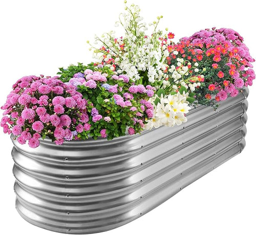 17" Tall Elevated Oval Metal Raised Garden Bed - 5ft x 2ft in Size and 0.8MM by TBMLC