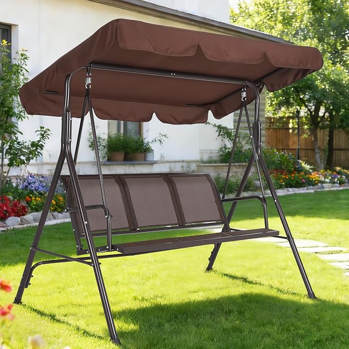 3-Seat Outdoor Patio Porch Swing - Image 4