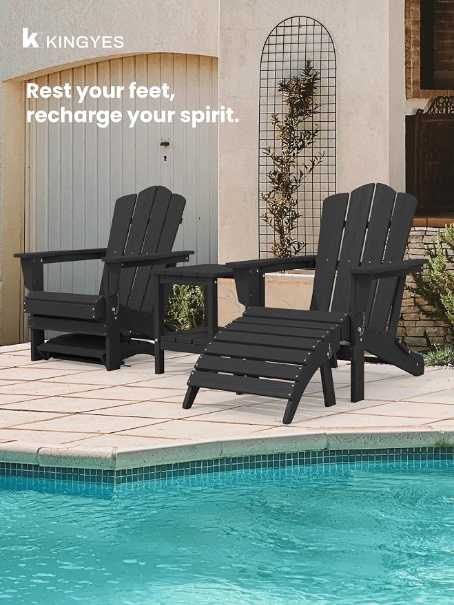 KINGYES Folding Adirondack Ottomans Set of 2 - Image 4