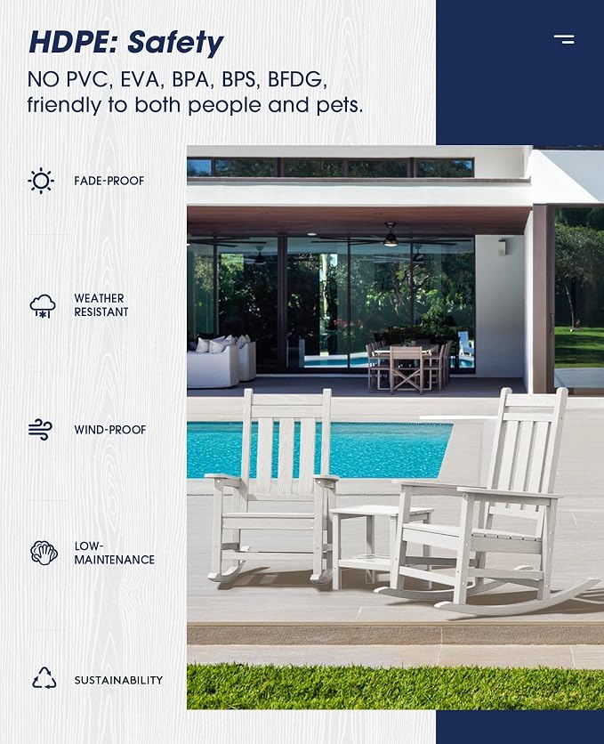 KINGYES Oversized Outdoor Rocking Chair Set of 8, All-Weather Patio Rocking - Image 8