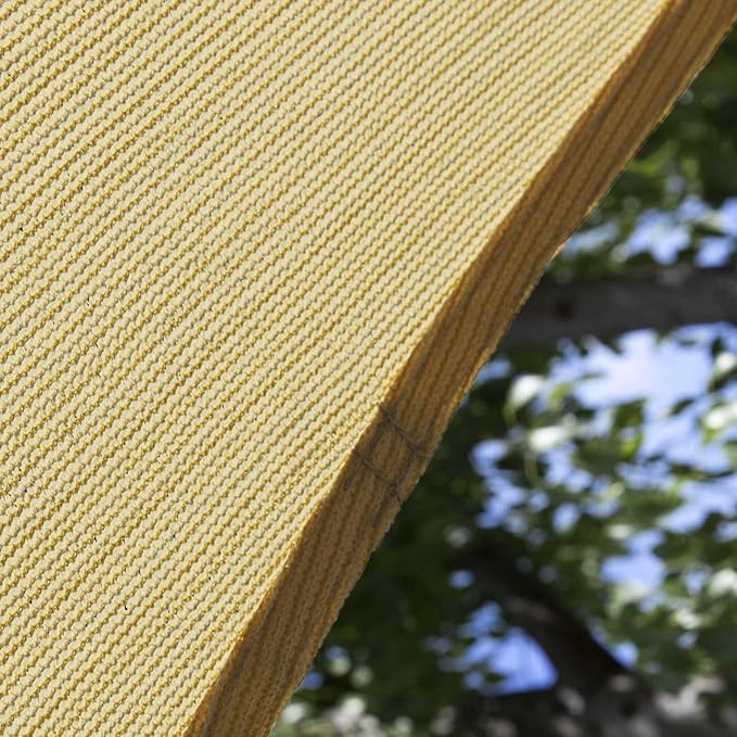 Amgo Custom Size 9' x 14' x 16.6' Sand Beige Right Triangle Sun Shade Sail - Image 9
