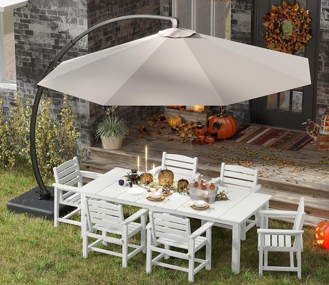 7-Piece White Outdoor Dining Set - Image 9