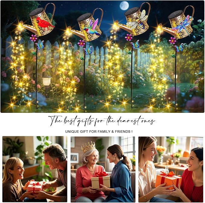 Solar Watering Can with Lights Outdoor Garden, 41in Large Bee Garden Stake - Image 5