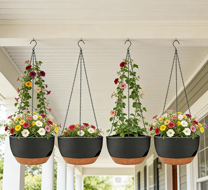 Set of 4-8 Inch Self Watering Hanging Planters - Image 7