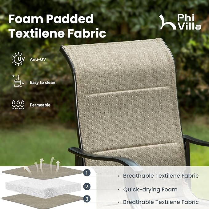 PHI VILLA Swivel Patio Chair Set of 2, All Weather-Resistant - Image 2