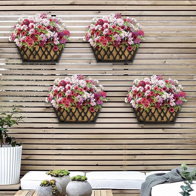 4 Pack 12 Inch Window Boxes Planters Railing Planter Box - Image 3