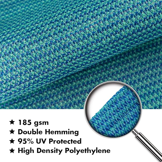 KANAGAWA 20'X22' Turquoise Mix Custom Size Sun Shade Sail Rectangle UV Block - Image 4