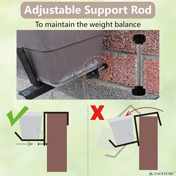 Window Box Brackets for Railing- 4 Pcs Adjustable Planter - Image 4