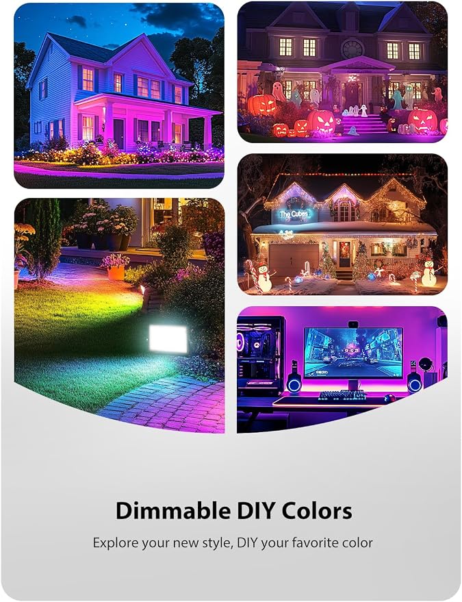 Onforu LED Flood Light Outdoor 250W Equivalent, 25W Color Changing RGBW - Image 4