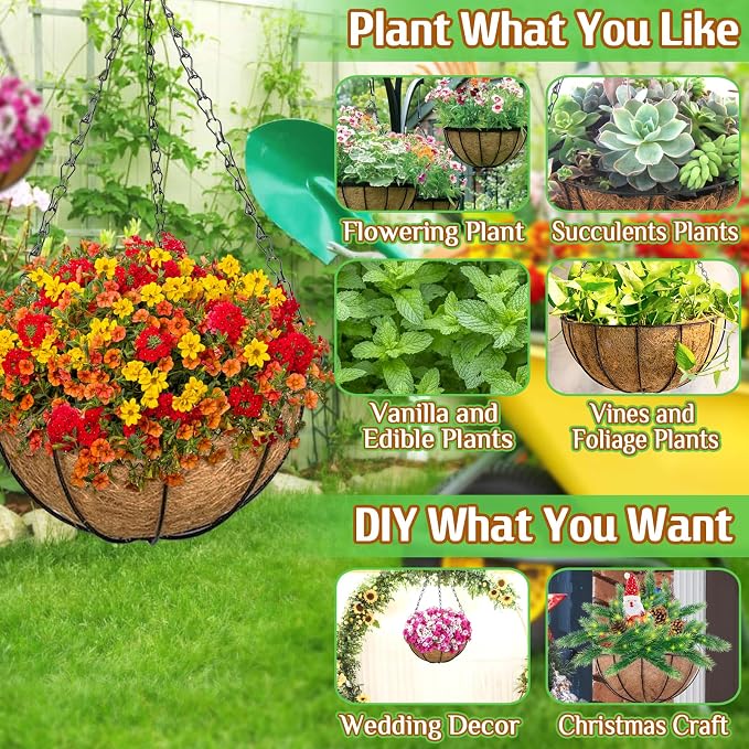 ZeeDix 2 Pack 14 Inch Metal Hanging Baskets - Image 4