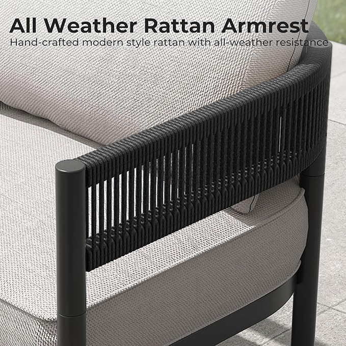 Grand patio 6-Piece Outdoor Furniture Set, 6 Seats Wicker Sofa Conversation Set - Image 7