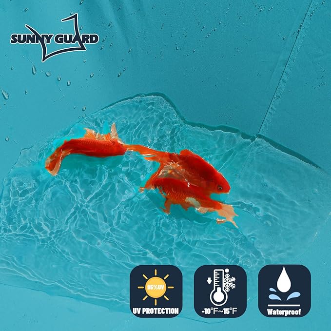 SUNNY GUARD Waterproof Sun Shade Sail 9' x 12' Turquoise Blue Rectangle UV - Image 2