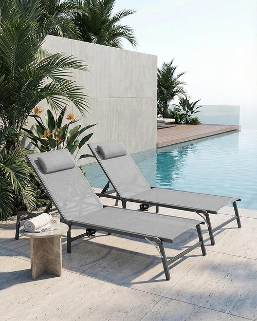 2 Pack Foldable Chaise Lounge Chair - Image 2